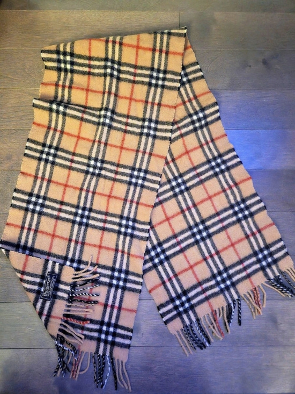 Authentic Burberry Vintage Check Lambswool Plaid Wool Scarf